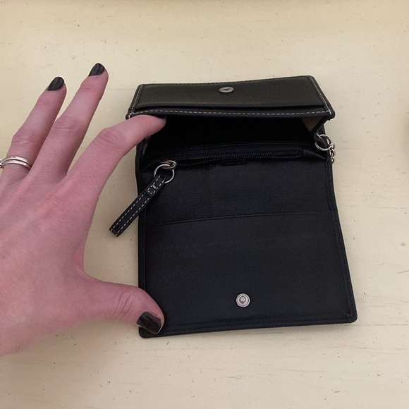 Y2K COACH Small Leather Snap Closure Wallet Black - Picture 3 of 4